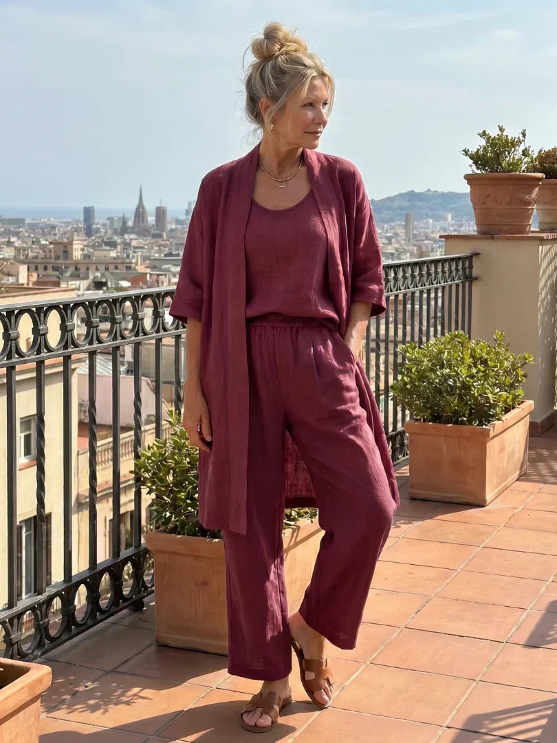Ensemble Élégant 3 Pièces Lorrin™ en Tissu Raffiné