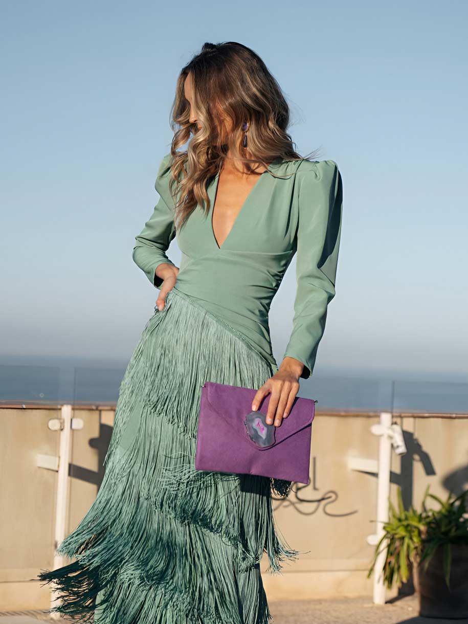 Robe Évasée en Franges Élégantes -
