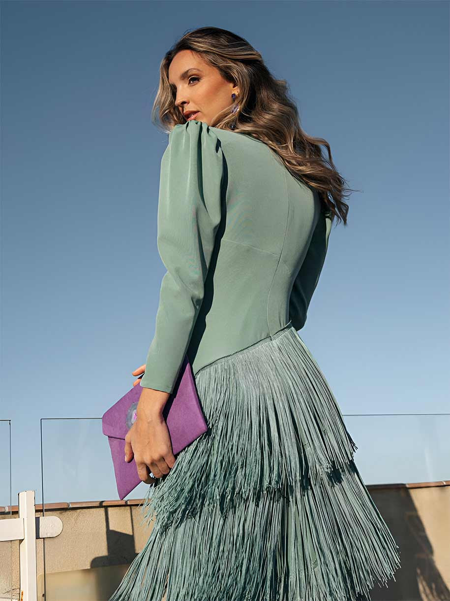 Robe Évasée en Franges Élégantes -