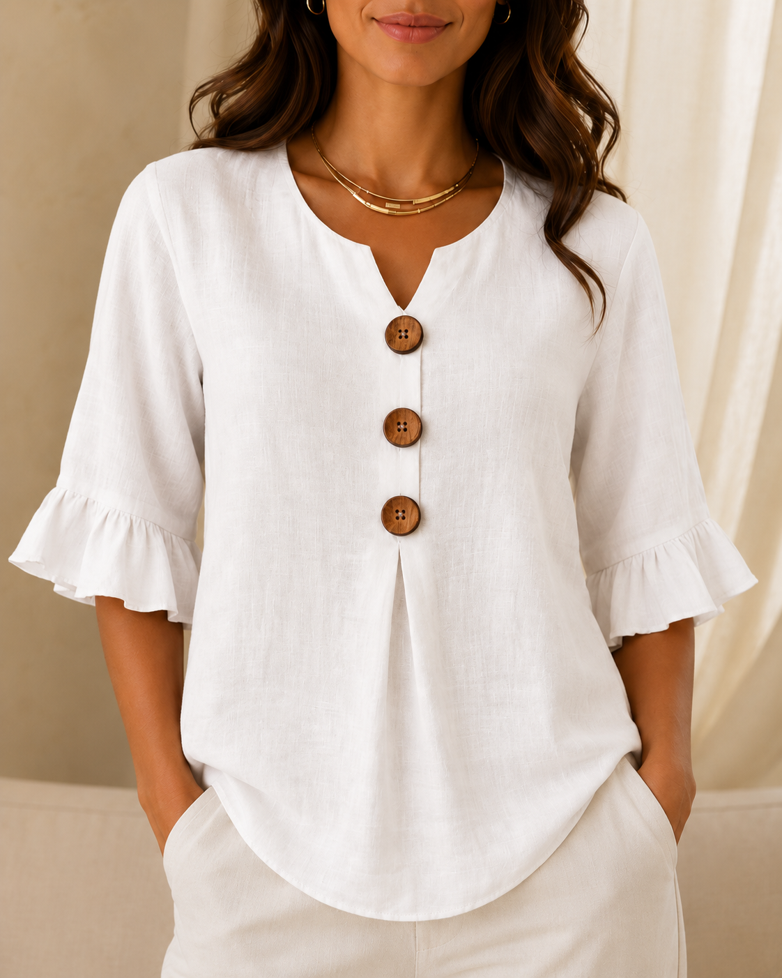 Sophie | Blouse boutonnée à volants