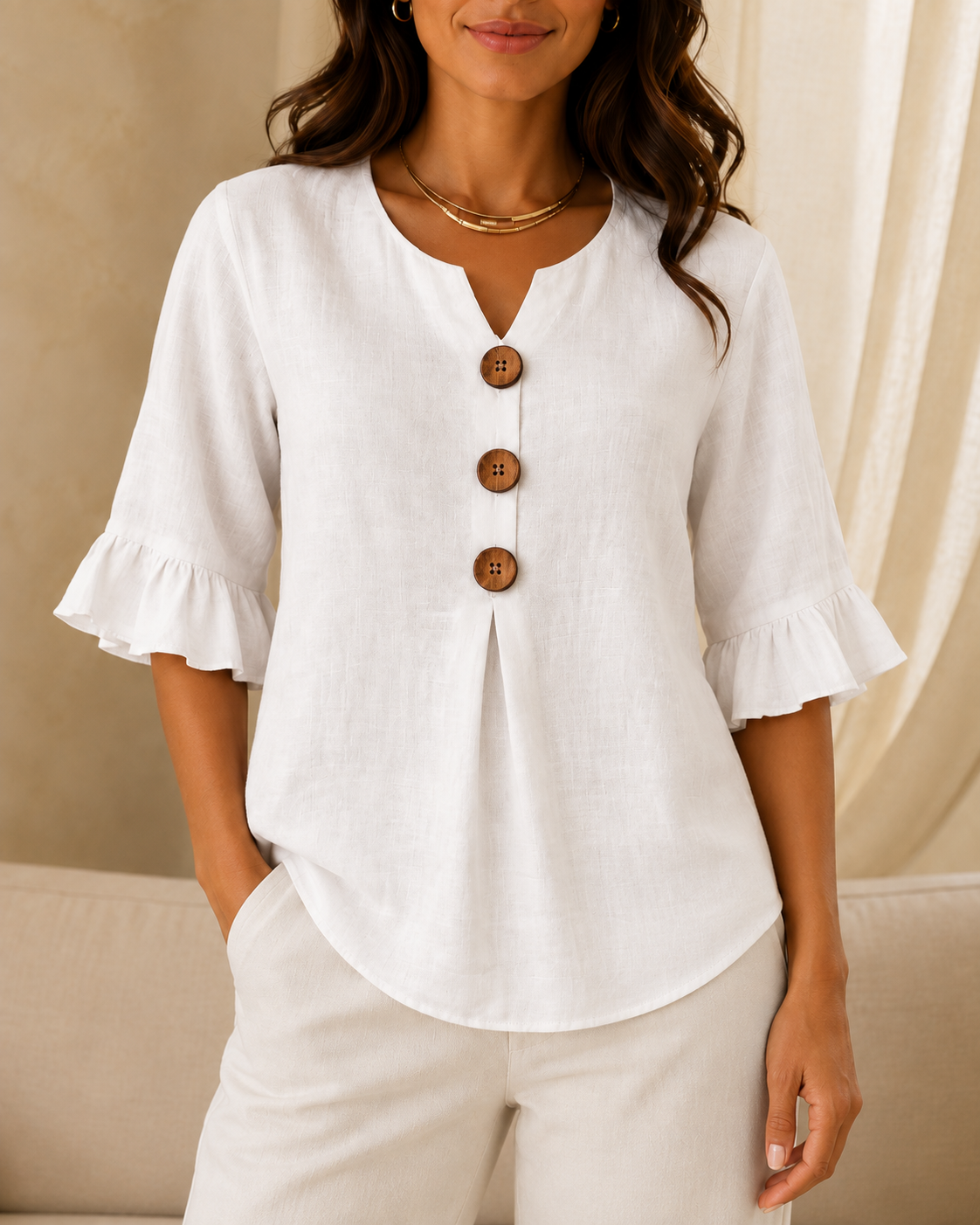 Sophie | Blouse boutonnée à volants
