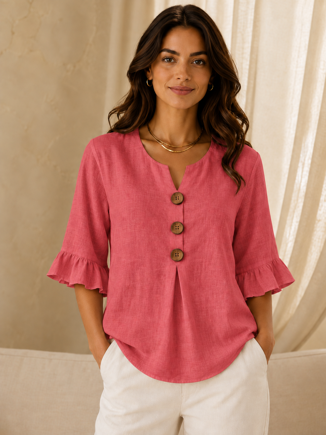 Sophie | Blouse boutonnée à volants