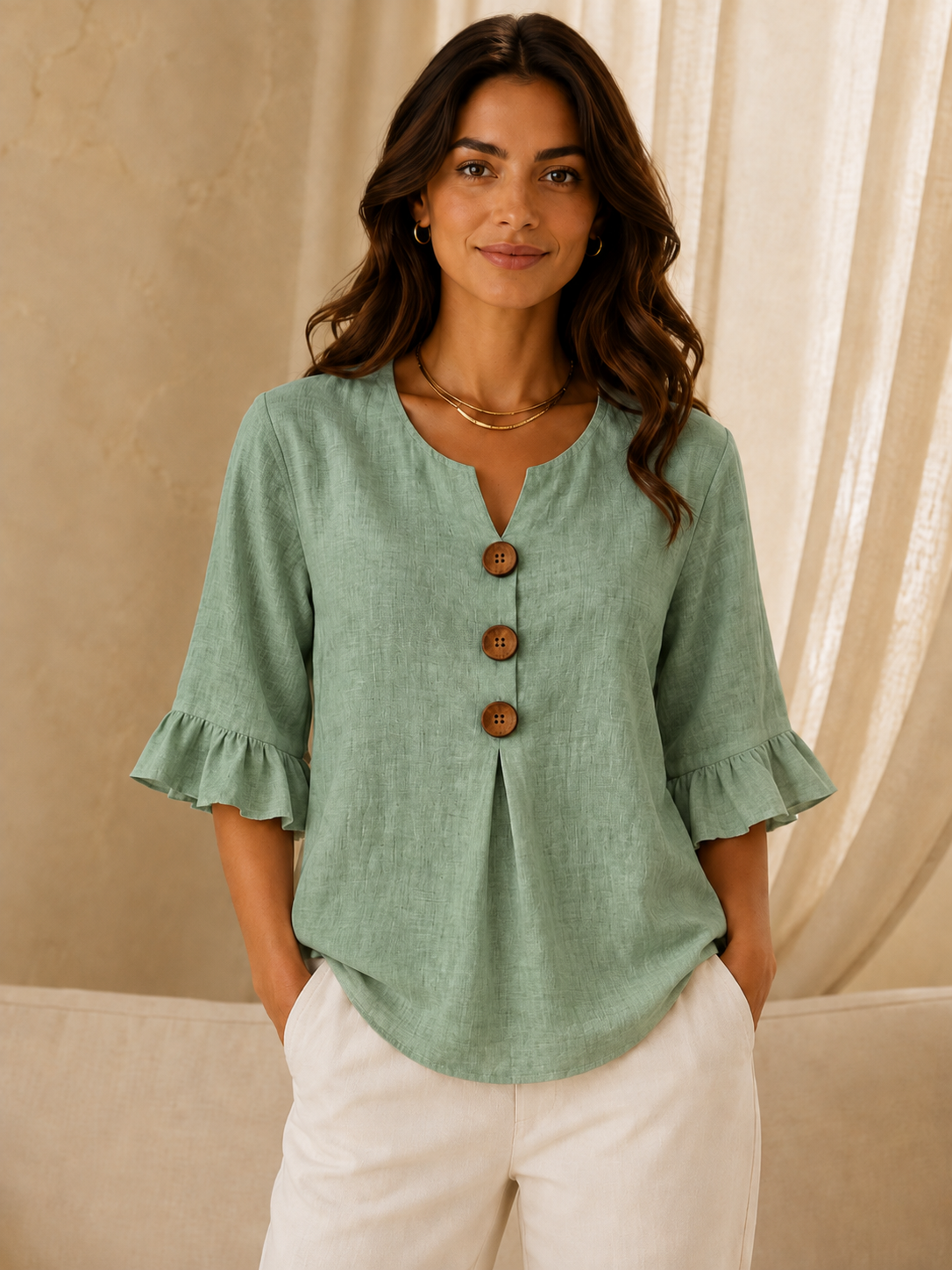 Sophie | Blouse boutonnée à volants