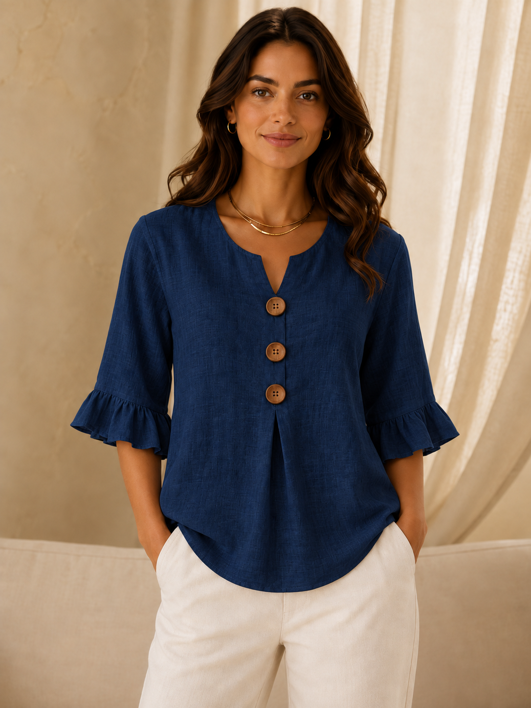 Sophie | Blouse boutonnée à volants