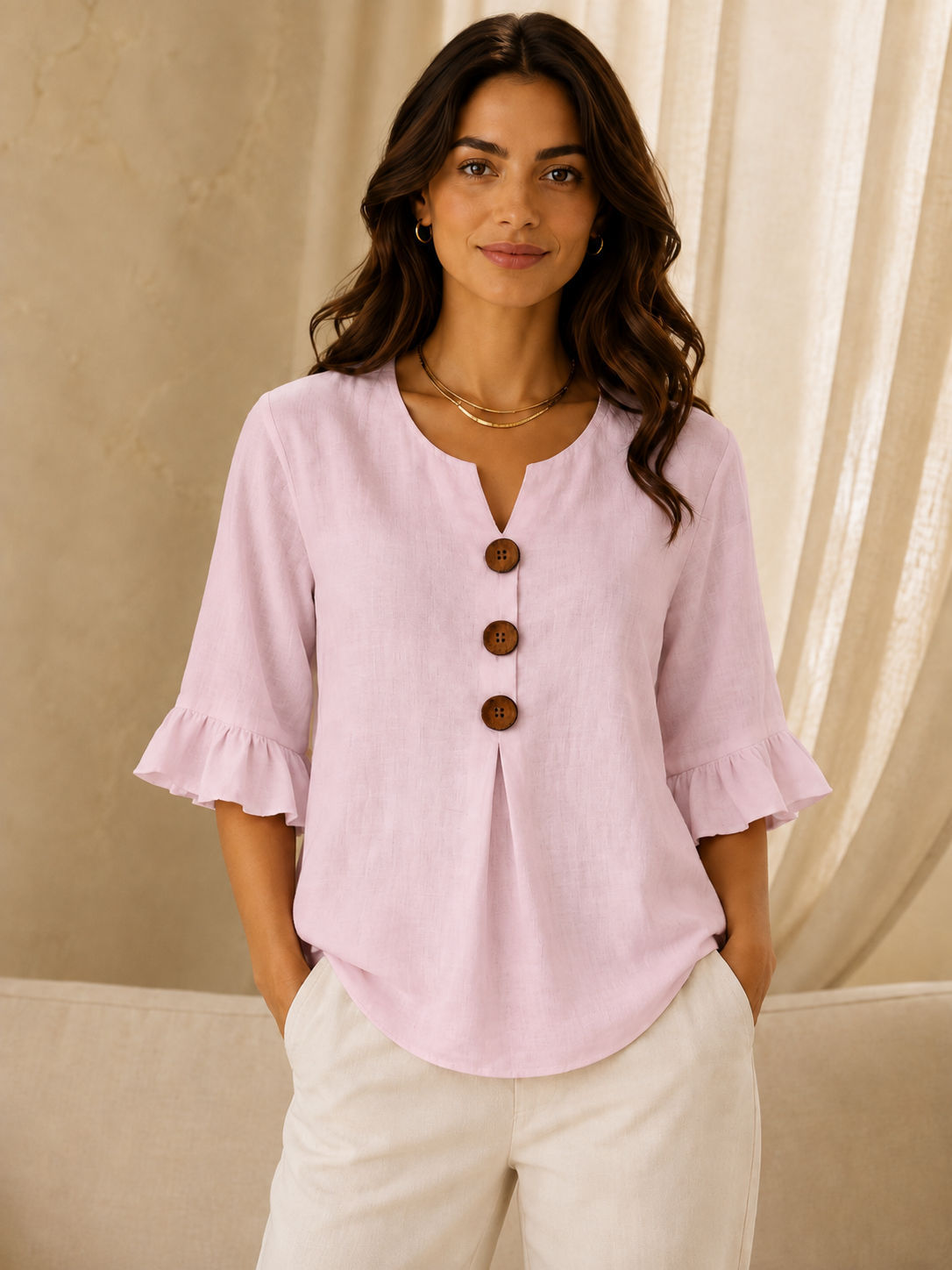 Sophie | Blouse boutonnée à volants