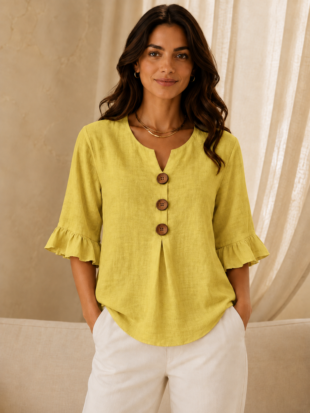 Sophie | Blouse boutonnée à volants