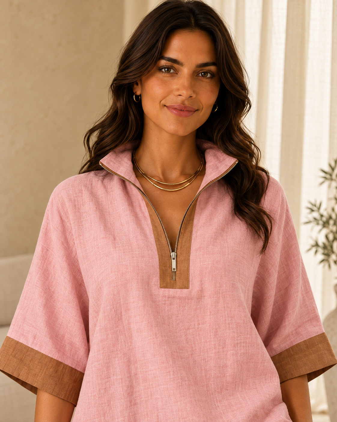 Ensemble coordonné en lin vintage pour femme - Élégance intemporelle
