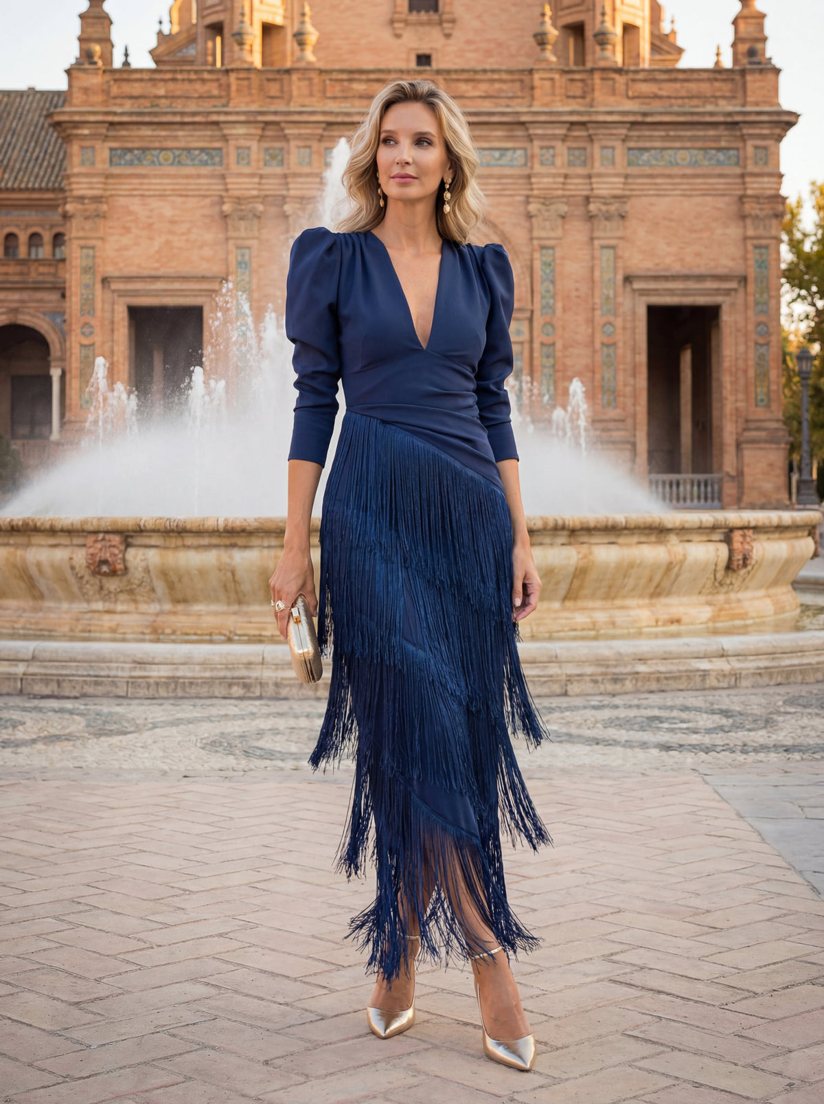 Robe Évasée en Franges Élégantes -